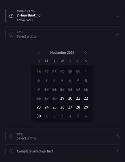 Online booking interface