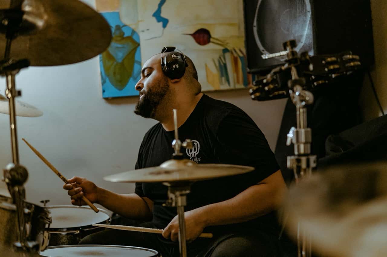 Drummer in studio