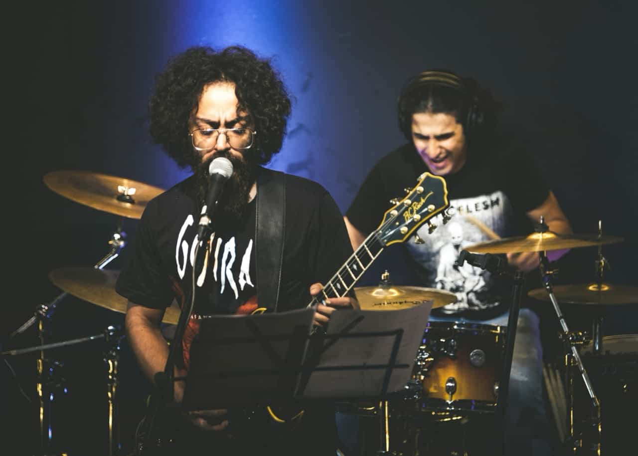 Touring musicians practicing